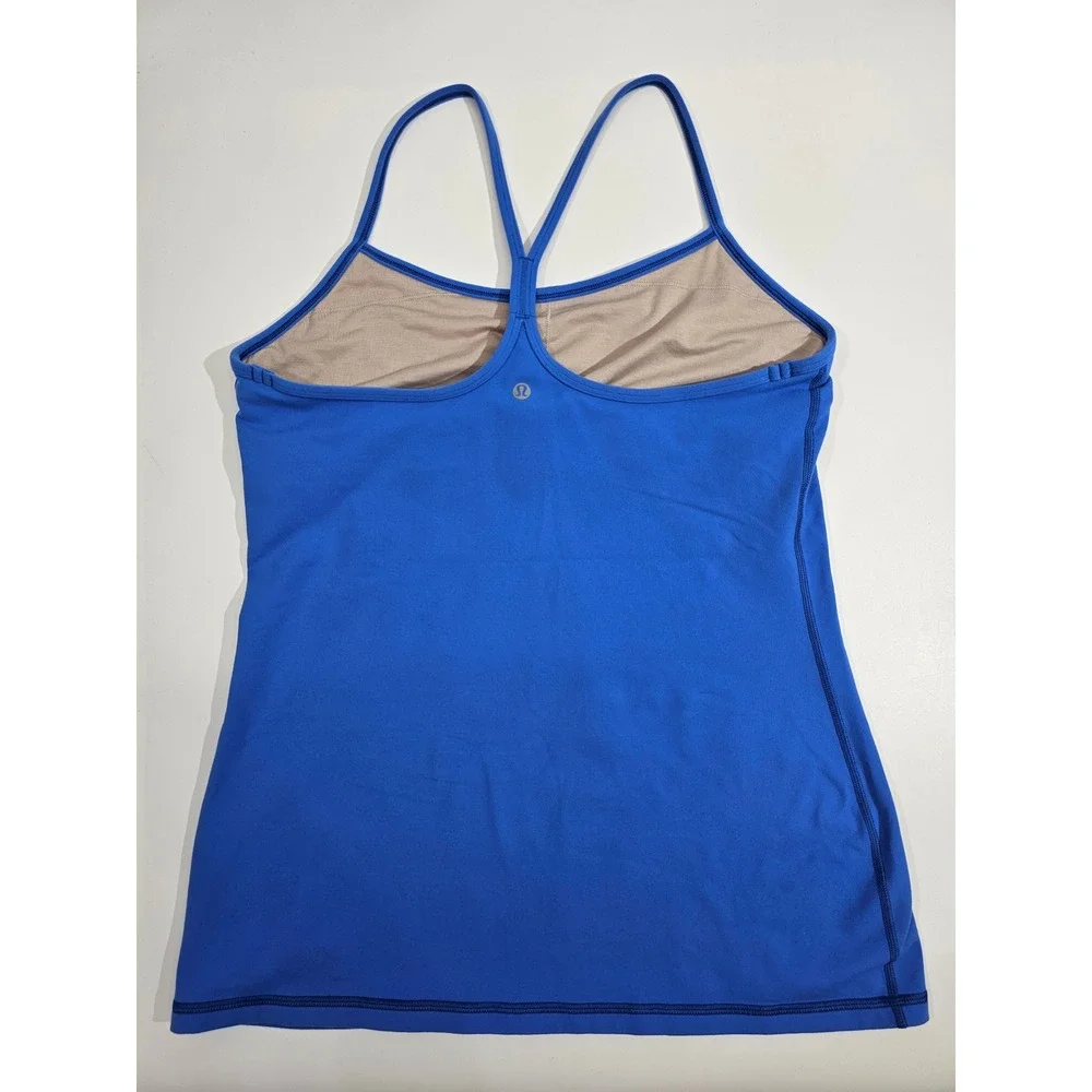Lululemon Power Y Tank Top Womens 12 Blue Racerback Built In Bra Yoga Athletic
